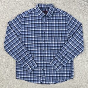 Untuckit Caylise Flannel Shirt Men Large Blue Slim Fit Long Sleeve Pocket